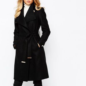 ted baker narrla stripe long wrap coat
